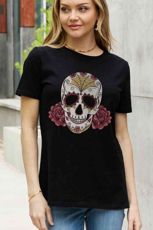 Simply Love Full Size Skull Graphic Cotton Tee