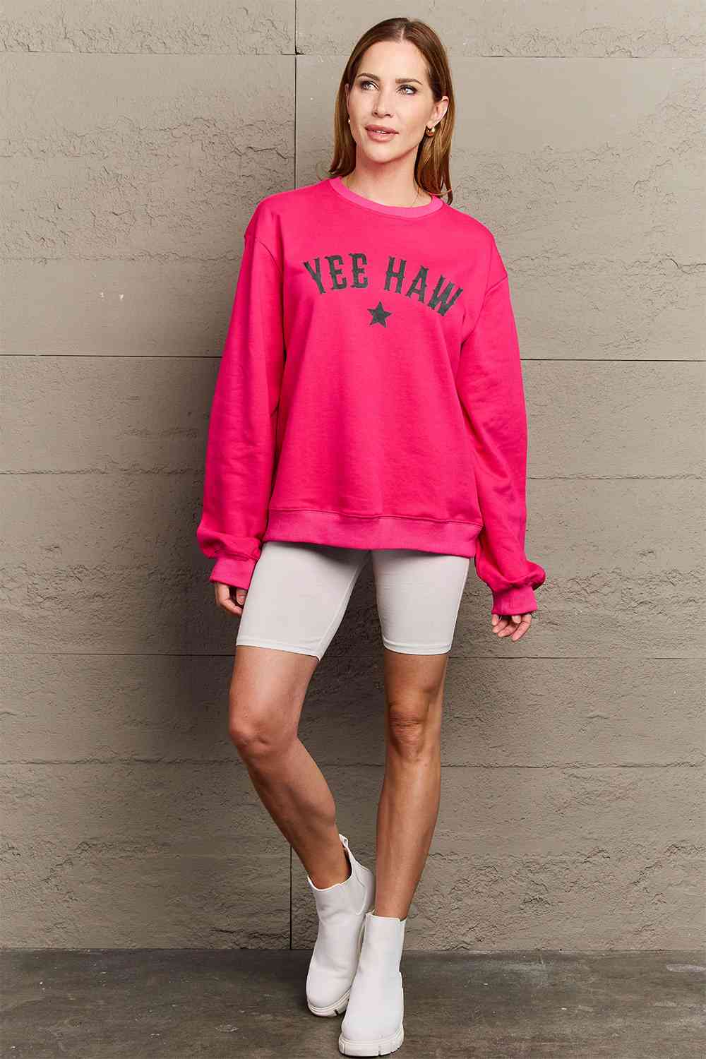 Simply Love Full Size YEEHAW Graphic Round Neck Sweatshirt