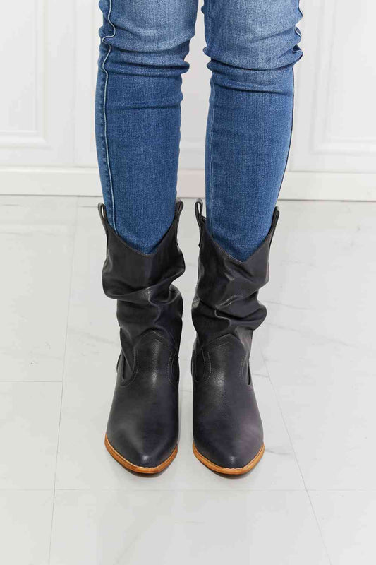 Better in Texas Scrunch Cowboy Boots in Navy