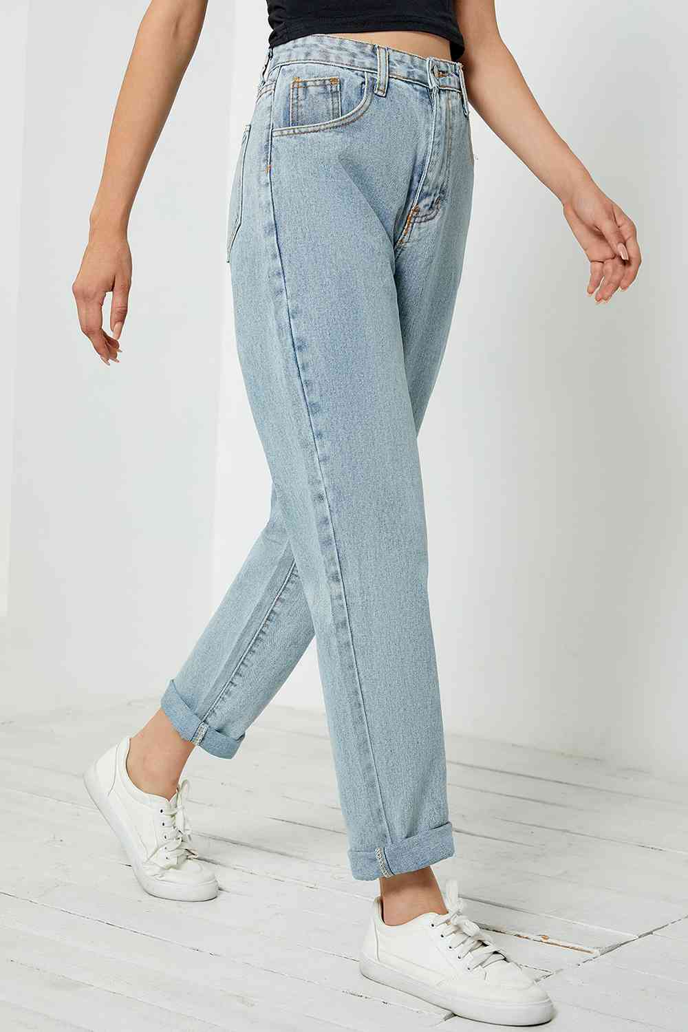 High Waist Straight Leg Jeans