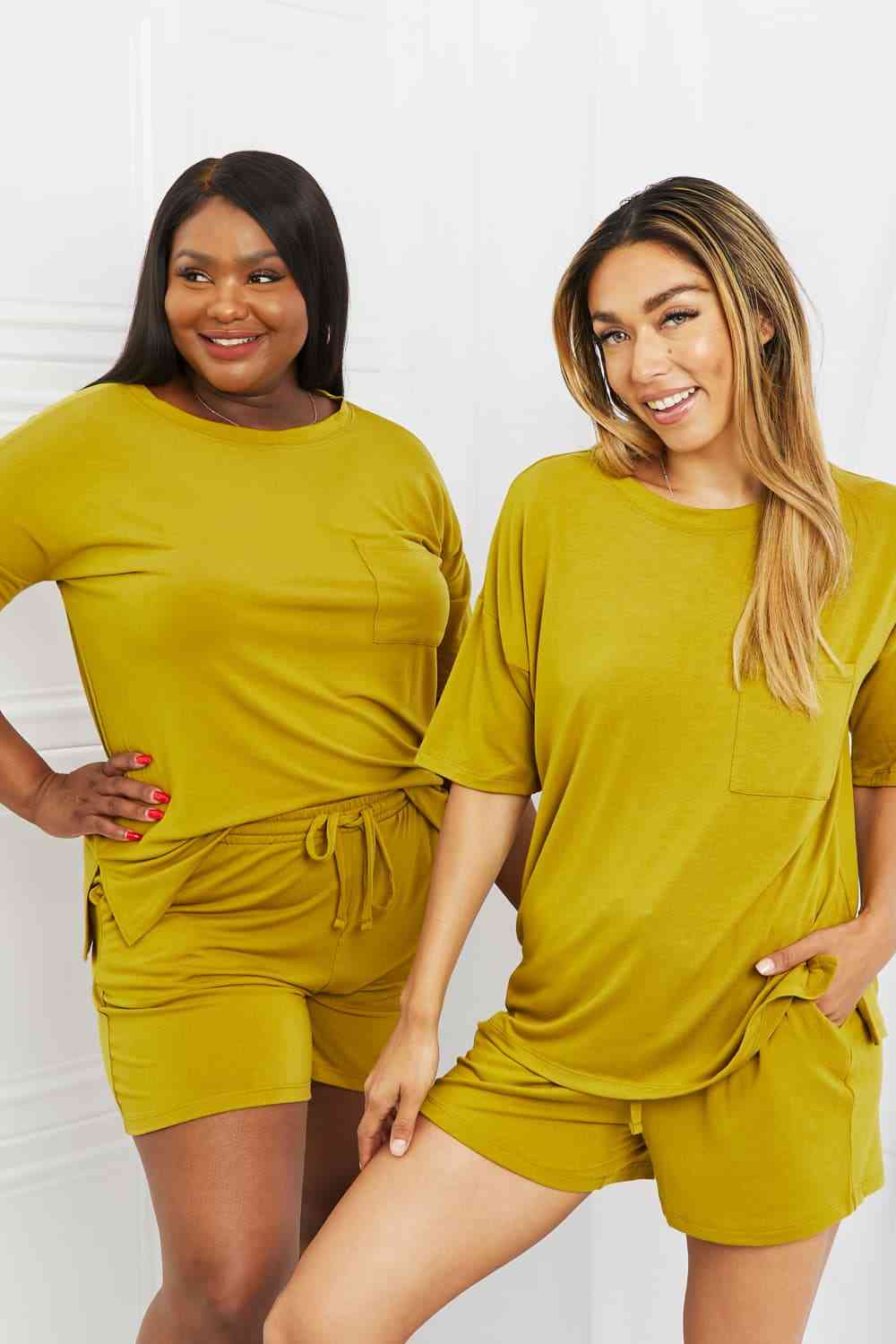 In The Moment Lounge Set in Olive Mustard