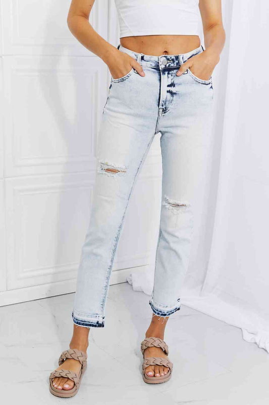 Camille Acid Wash Crop Straight Jeans