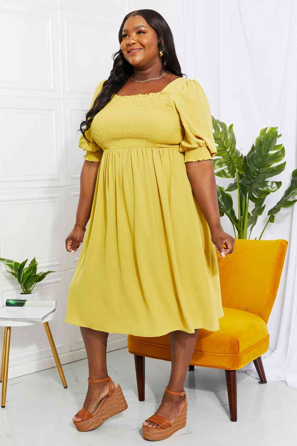 Love You Forever Square Neck Midi Dress