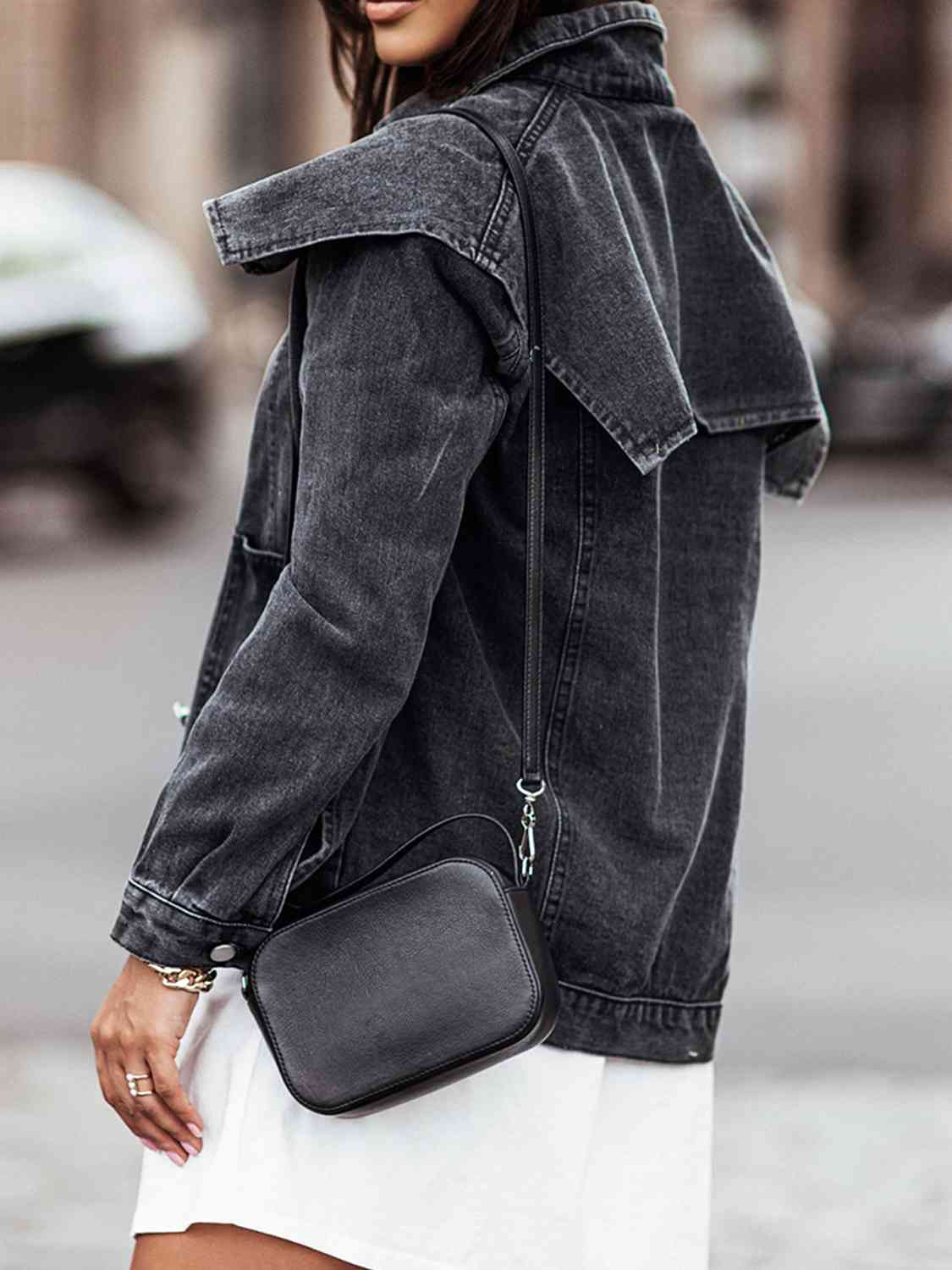 Collared Neck Button Down Denim Jacket