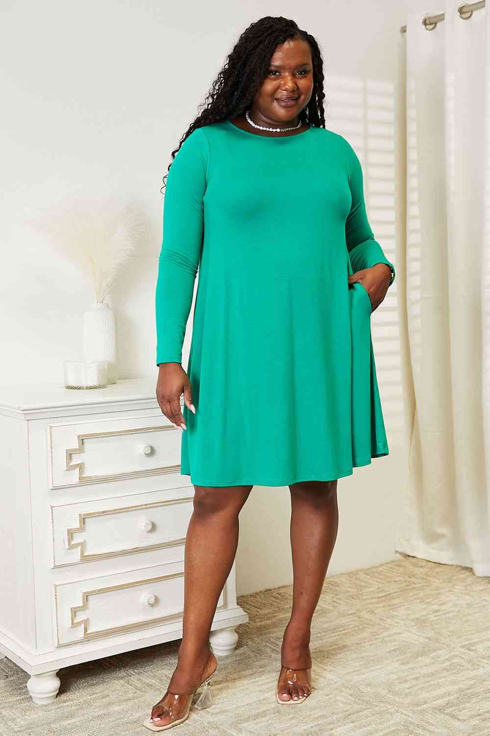 Long Sleeve Flare Dress with Pockets