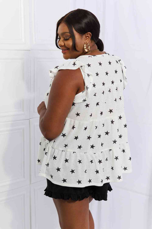 Shine Bright Butterfly Sleeve Star Print Top