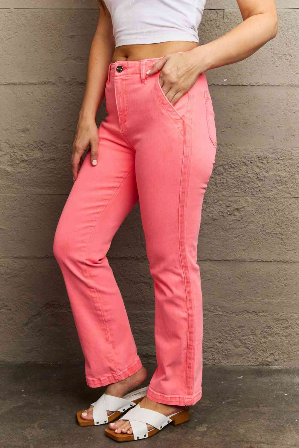 Kenya High Waist Side Twill Straight Jeans