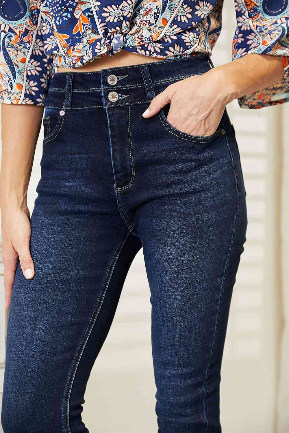 High Rise Wide Waistband Bootcut Jeans