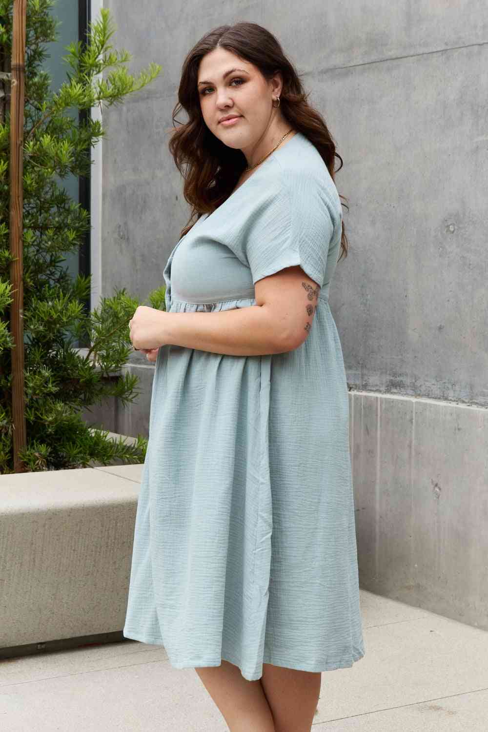 Sweet Lovely By Jen Button Down Midi Dress