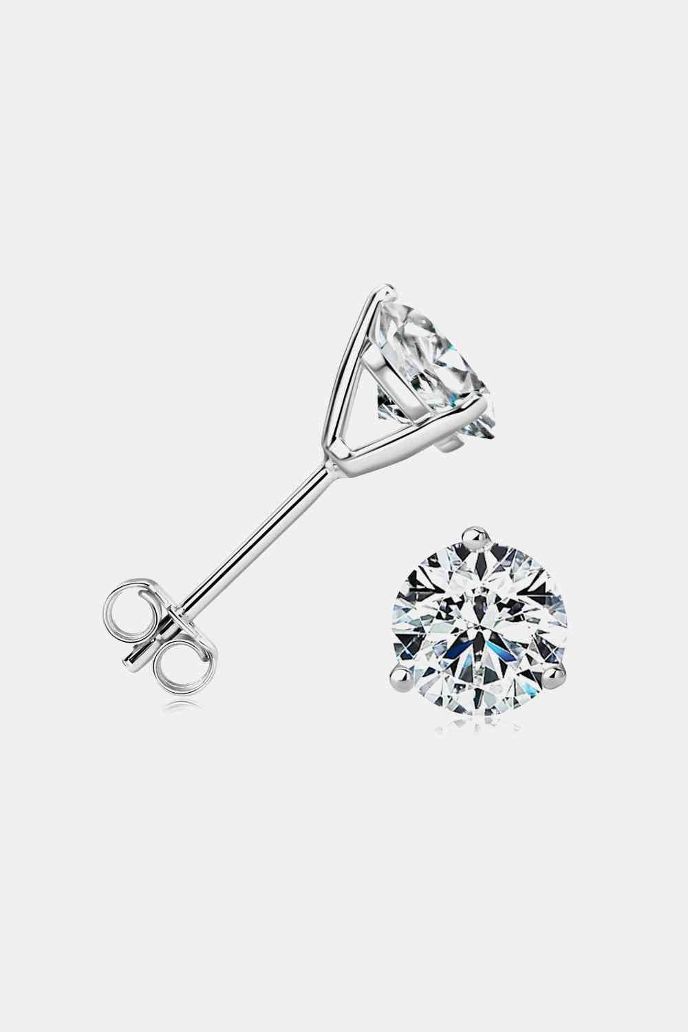 2 Carat Moissanite 925 Sterling Silver Stud Earrings