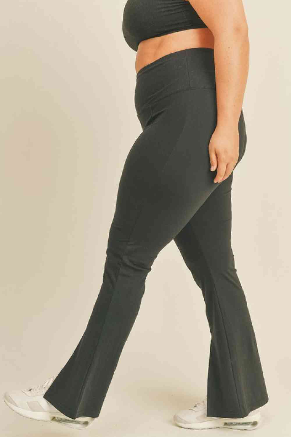 Slit Flare Leg Pants in Black