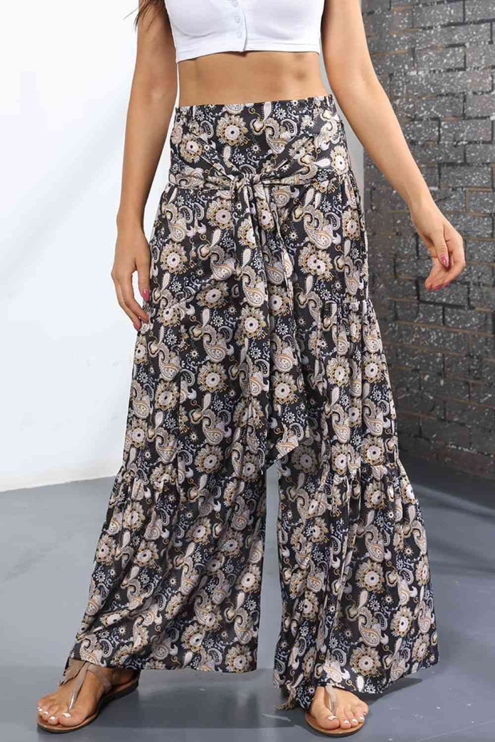 Printed High-Rise Tied Culottes