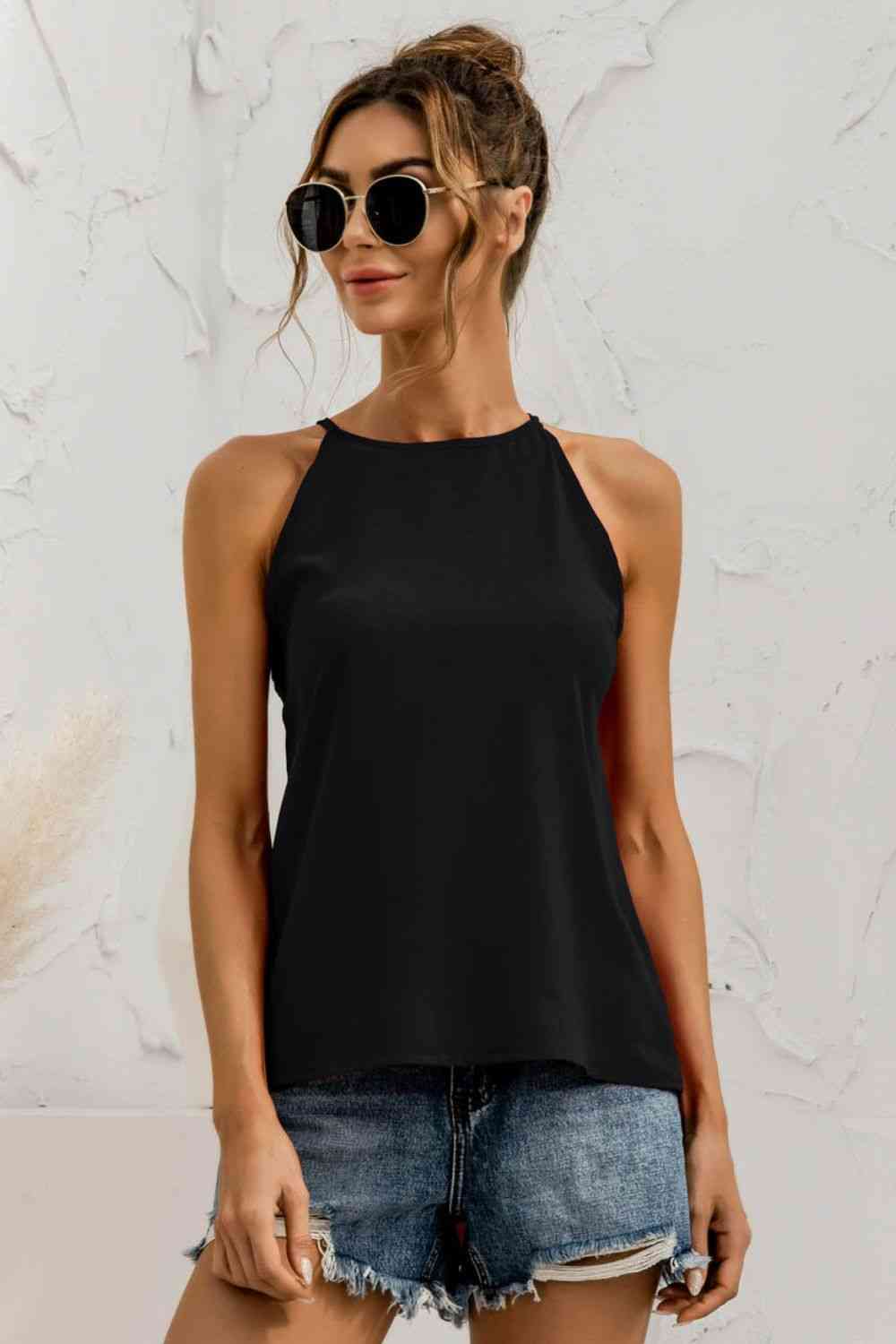 Keyhole Round Neck Tank