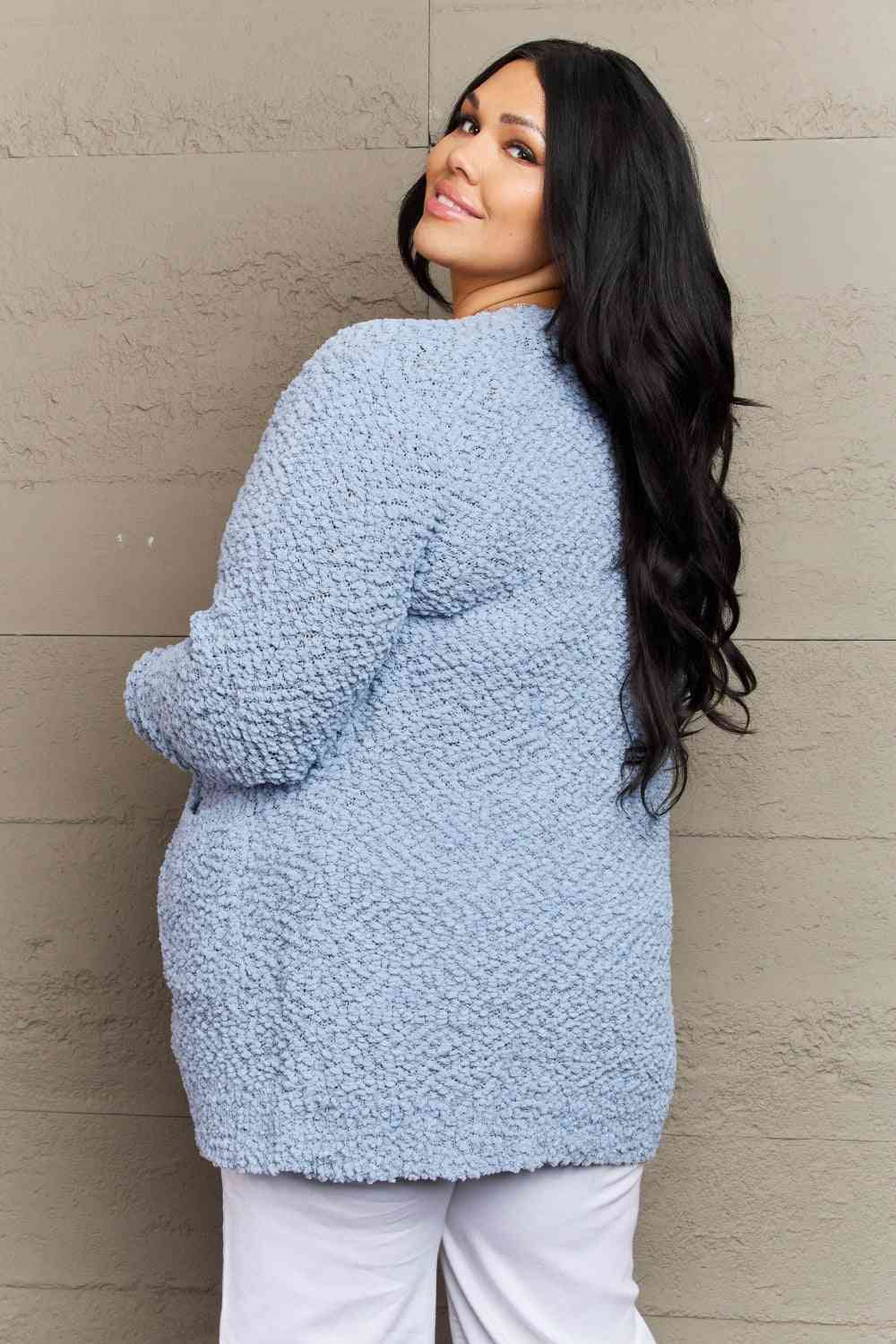 Falling For You Open Front Popcorn Cardigan