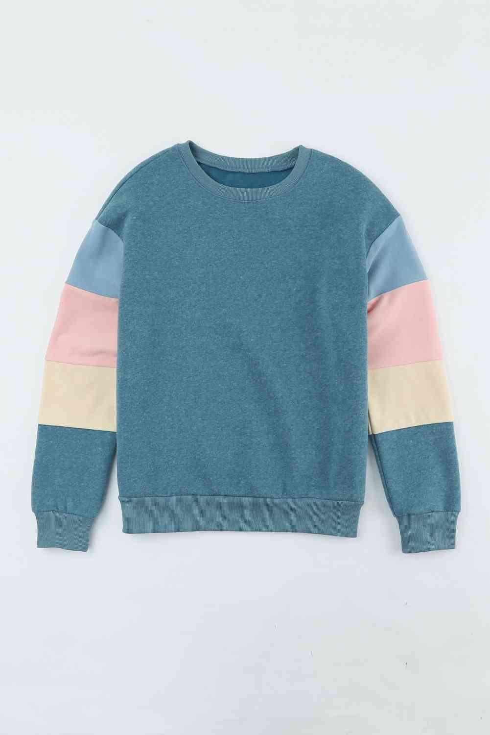 Color Block Ribbed Trim Sweatshirt