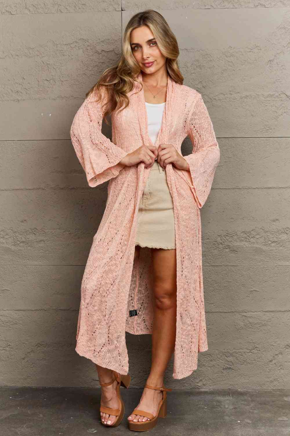 You Make Me Blush Open Front Maxi Cardigan