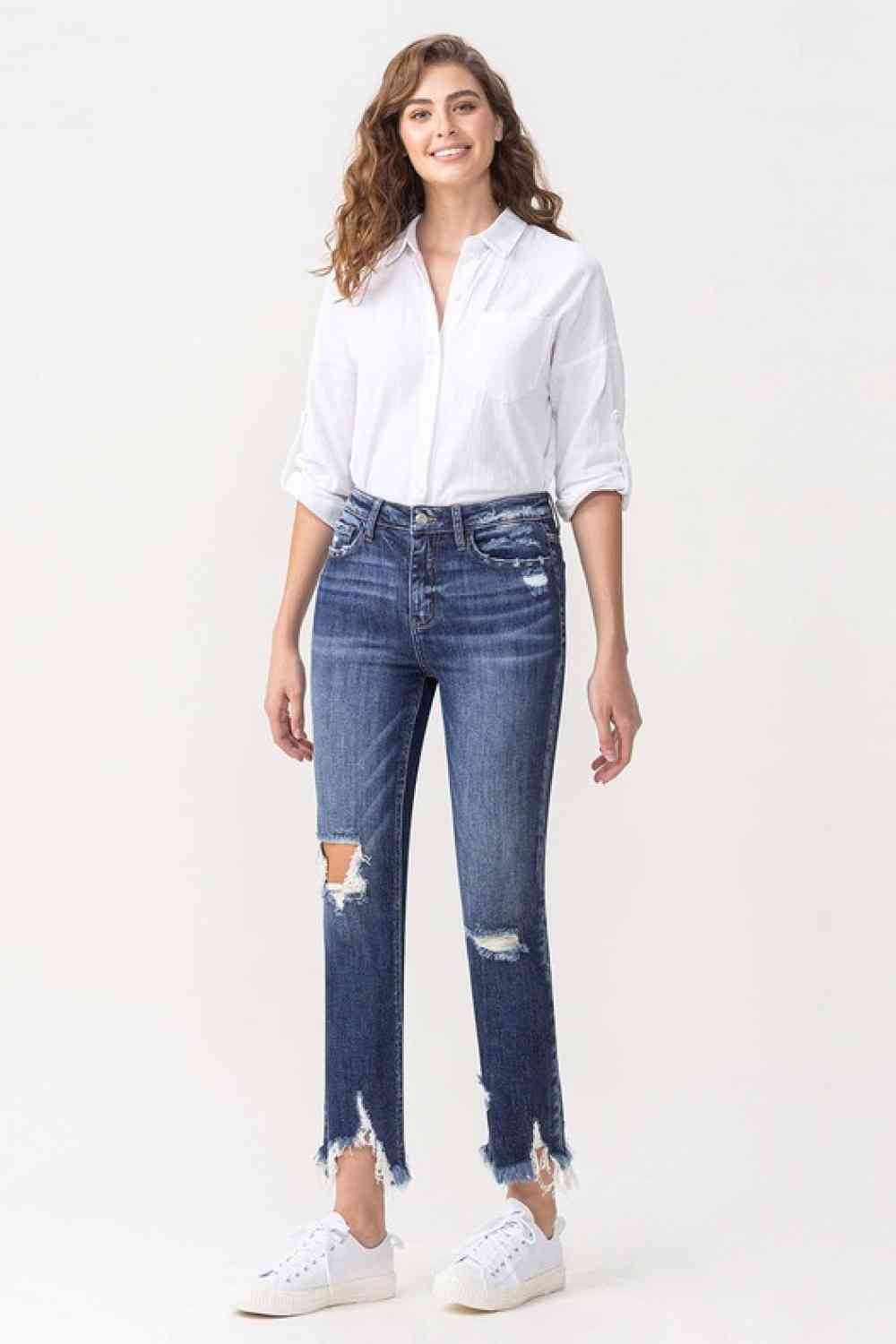 Jackie High Rise Crop Straight Leg Jeans