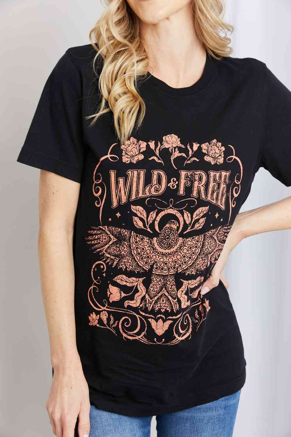 WILD FREE Graphic Round Neck Tee