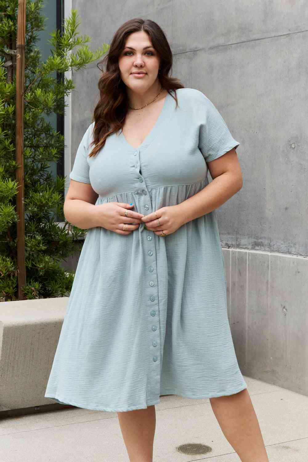 Sweet Lovely By Jen Button Down Midi Dress