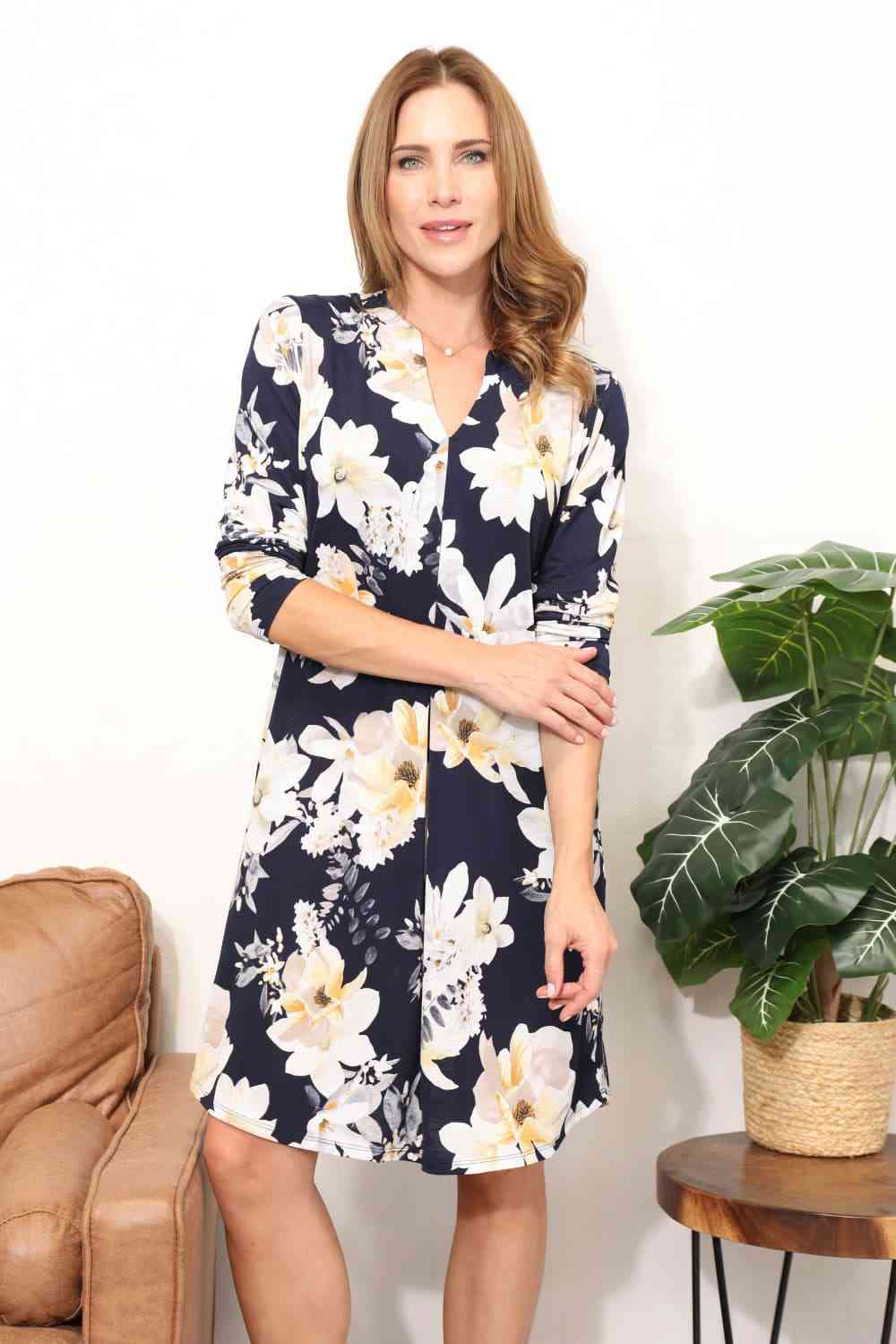 Flower Print Shirt Dress