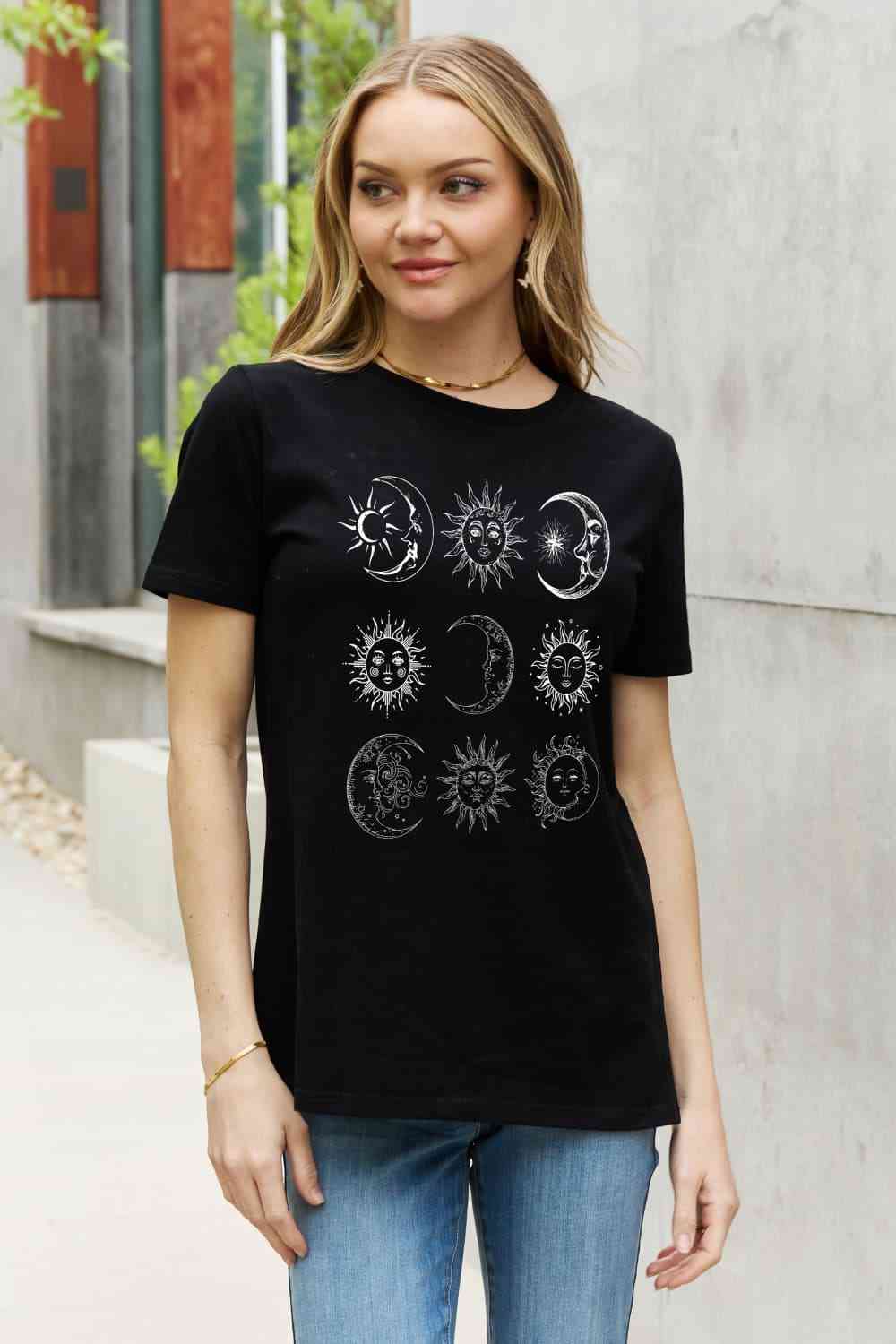 Simply Love Simply Love Full Size Sun and Moon Graphic Cotton Tee