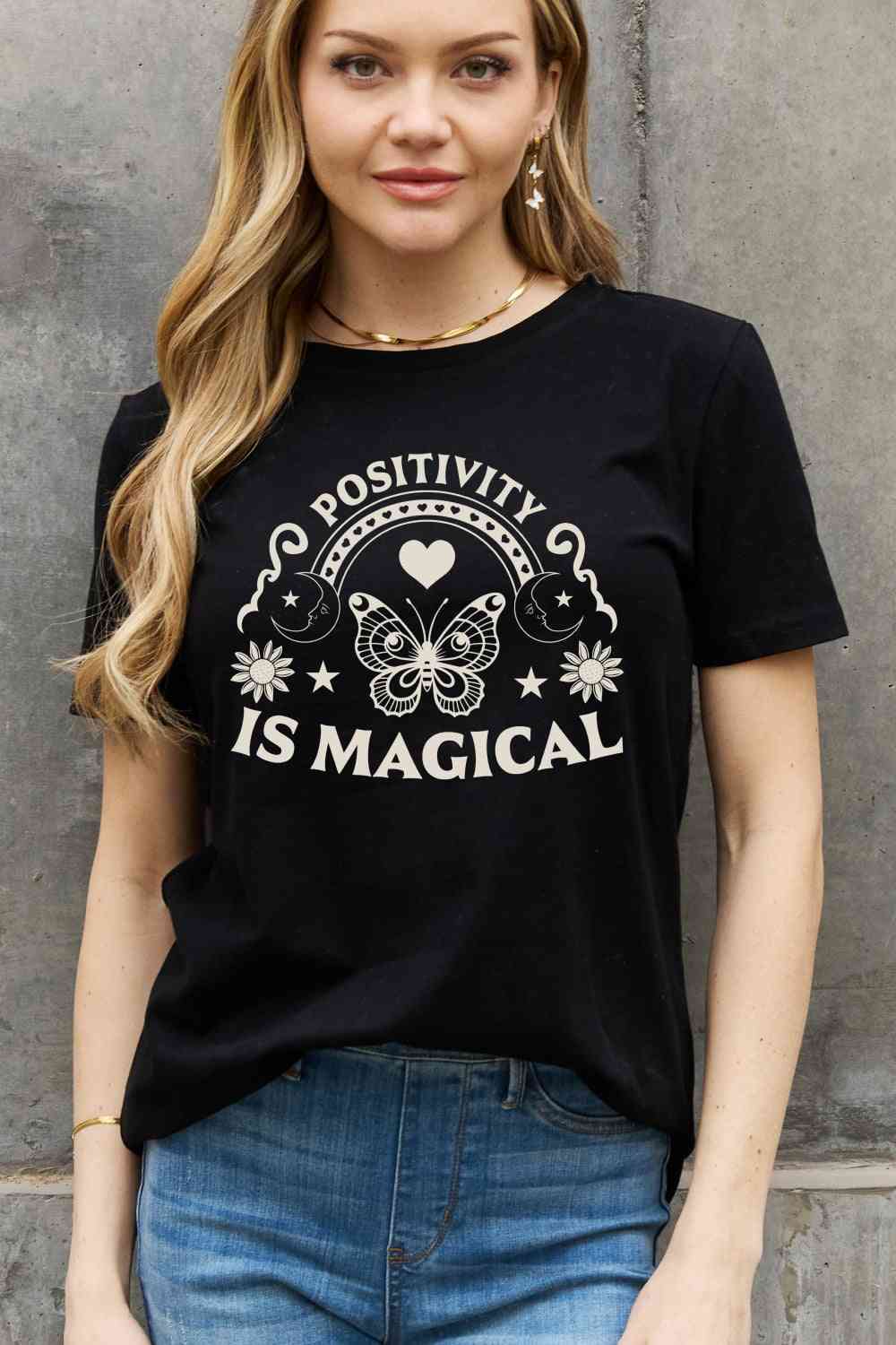 Simply Love Simply Love Full Size POSITIVITY IS MAGICAL Graphic Cotton Tee