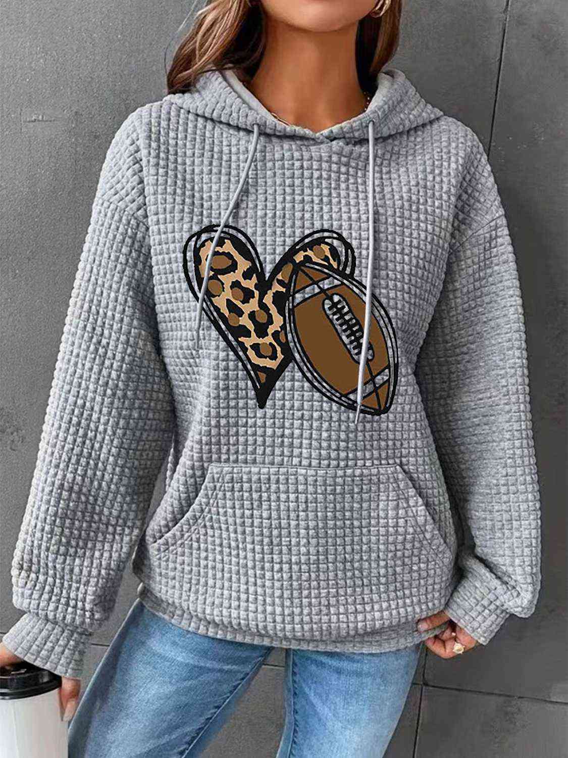 Heart & Football Graphic Hoodie