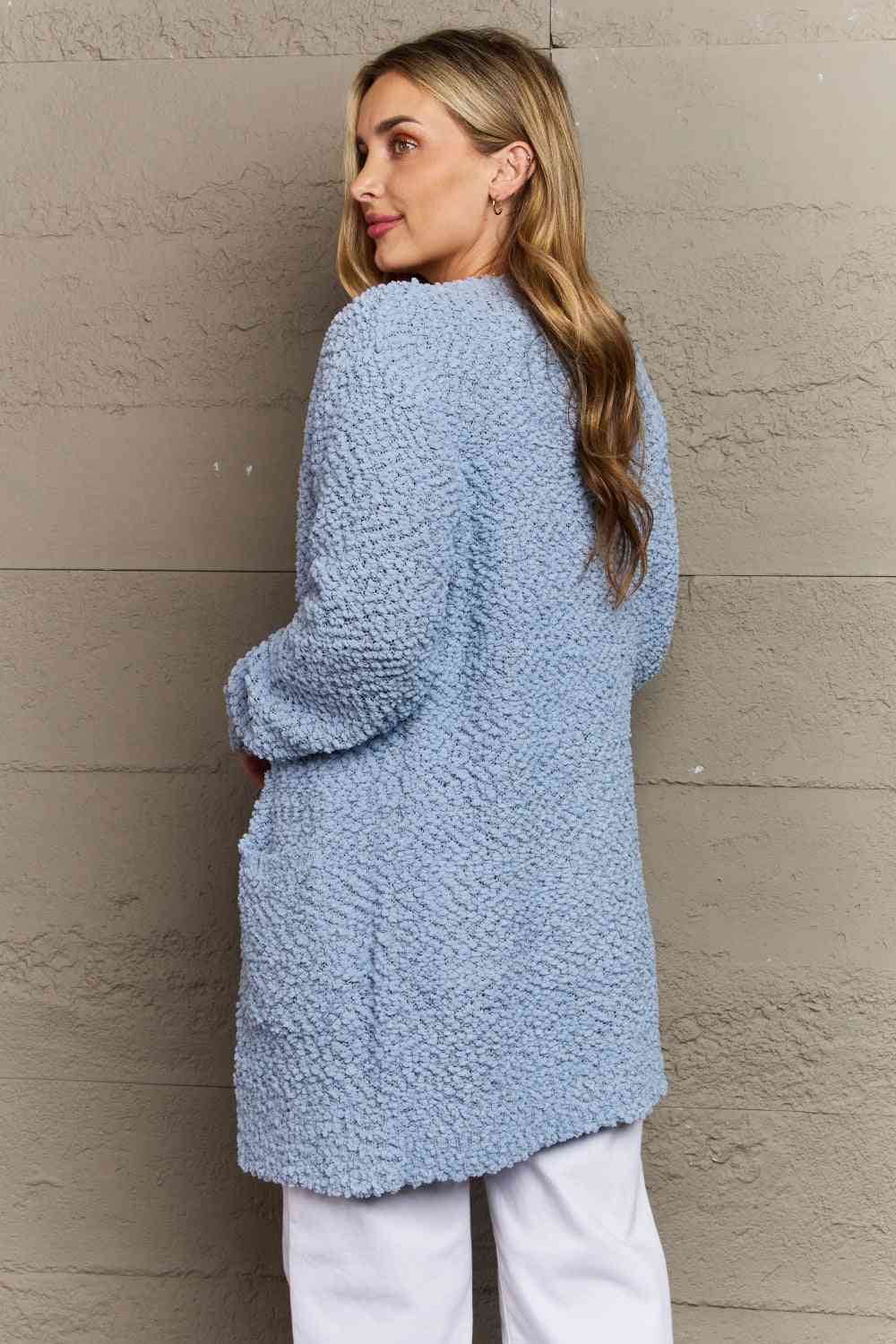 Falling For You Open Front Popcorn Cardigan