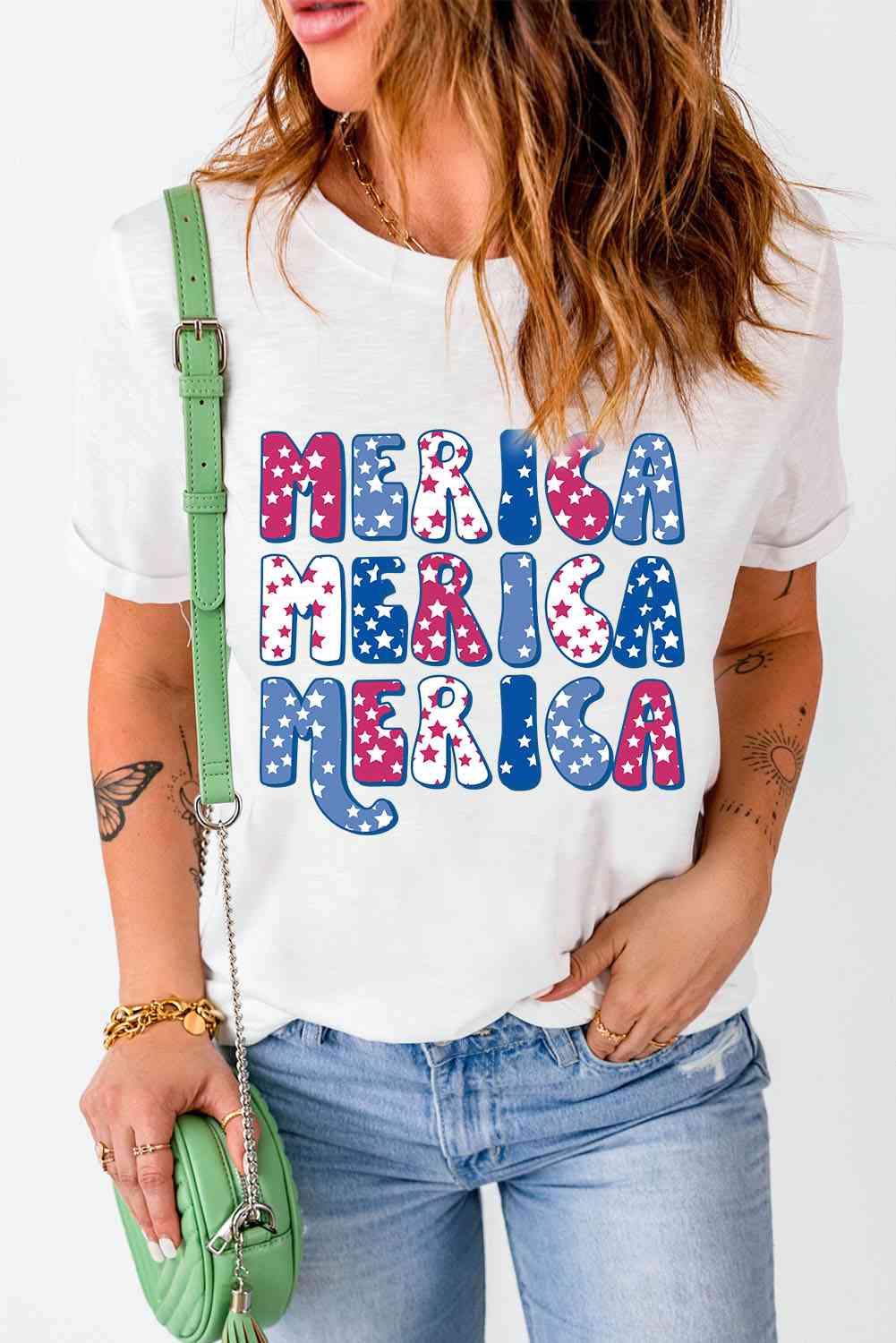 MERICA Graphic Round Neck Tee