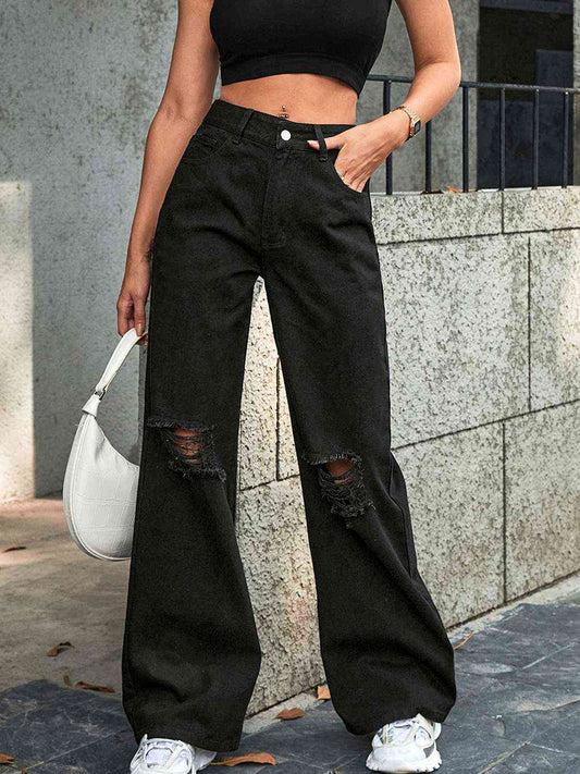 Distressed Wide Leg Jeans