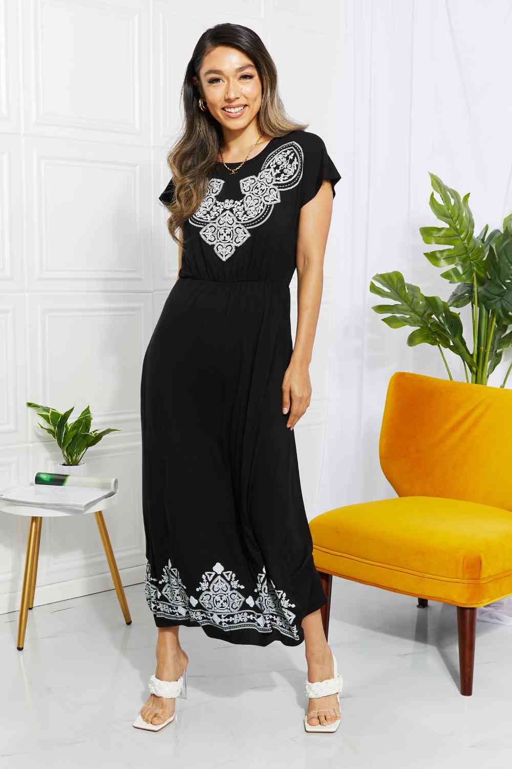 Walk In The Park Damask Midi Dress