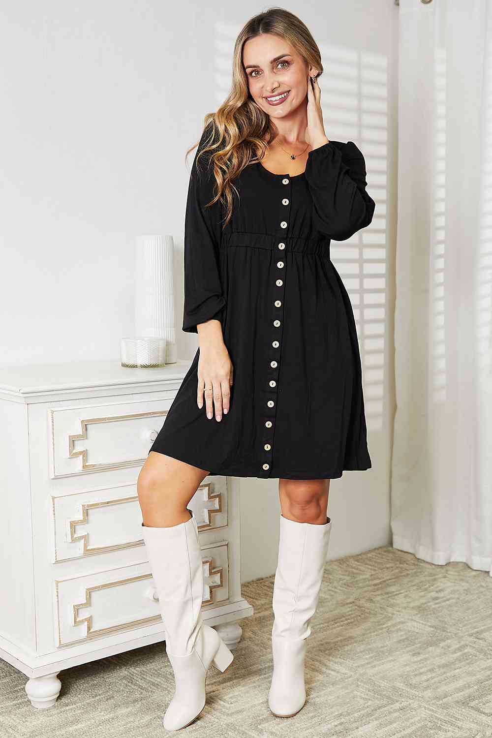 Scoop Neck Empire Waist Long Sleeve Magic Dress