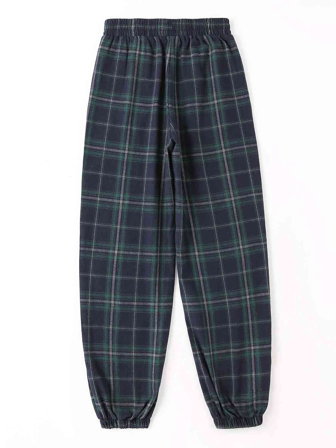 Plaid Elastic Waist Joggers