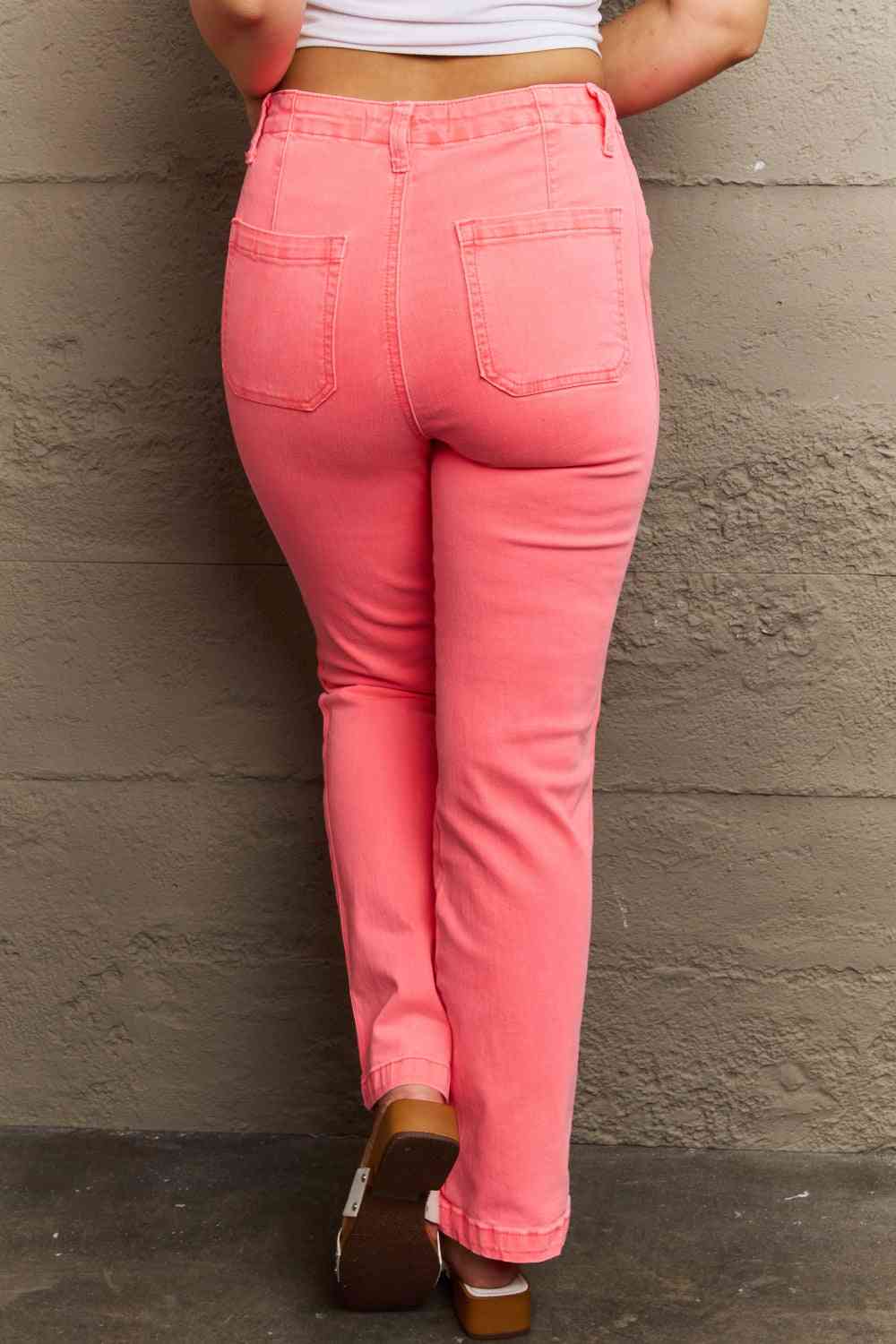 Kenya High Waist Side Twill Straight Jeans