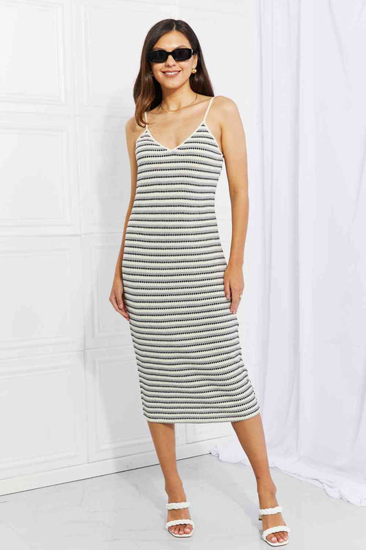 One to Remember Striped Sleeveless Midi Dress