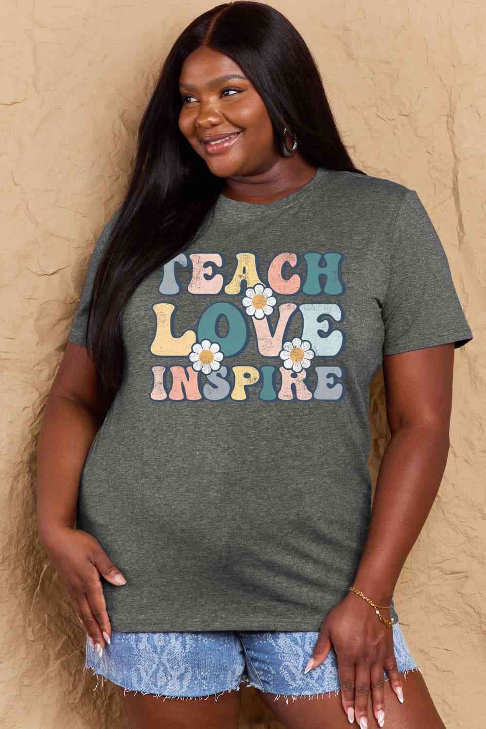 Simply Love Full Size TEACH LOVE INSPIRE Graphic Cotton T-Shirt