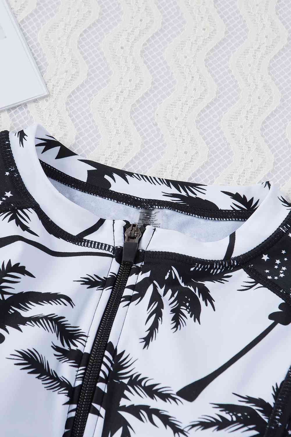 Beach Style Zip-Up One-Piece Swimsuit