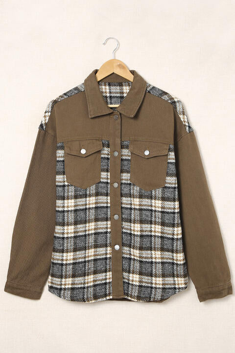 Plaid Collared Denim Jacket