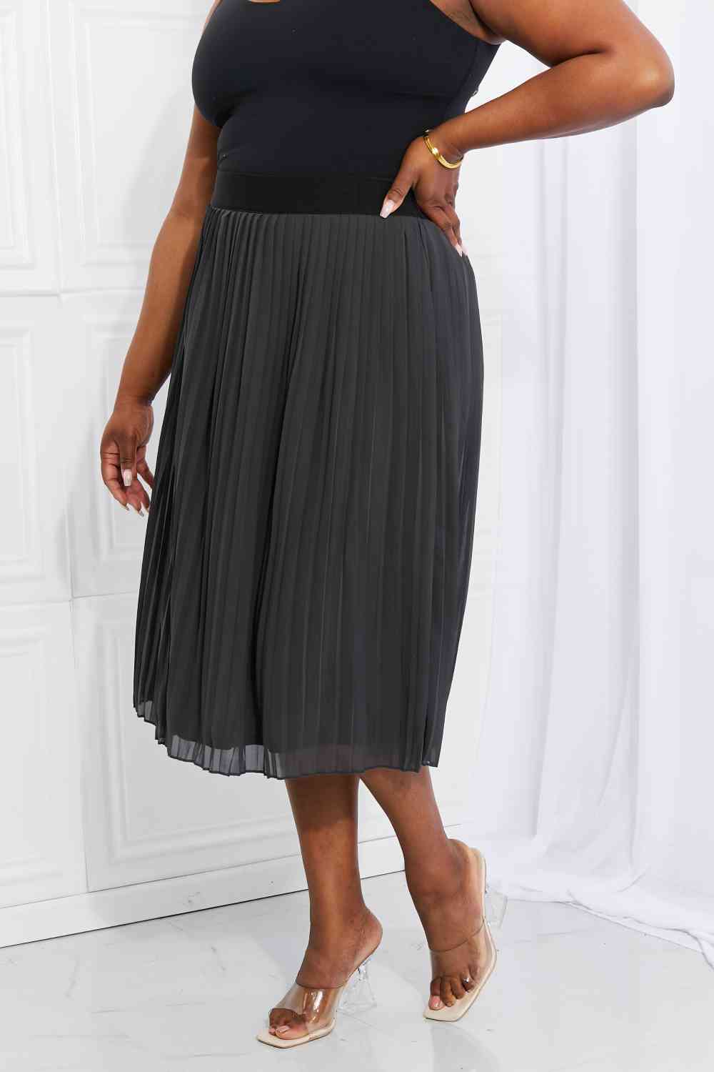 Romantic At Heart Pleated Chiffon Midi Skirt