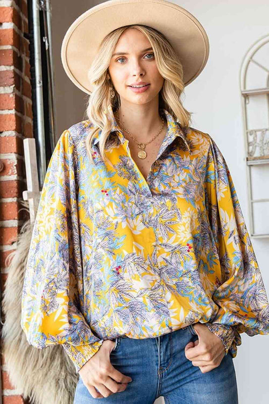 Floral Lantern Sleeve Blouse