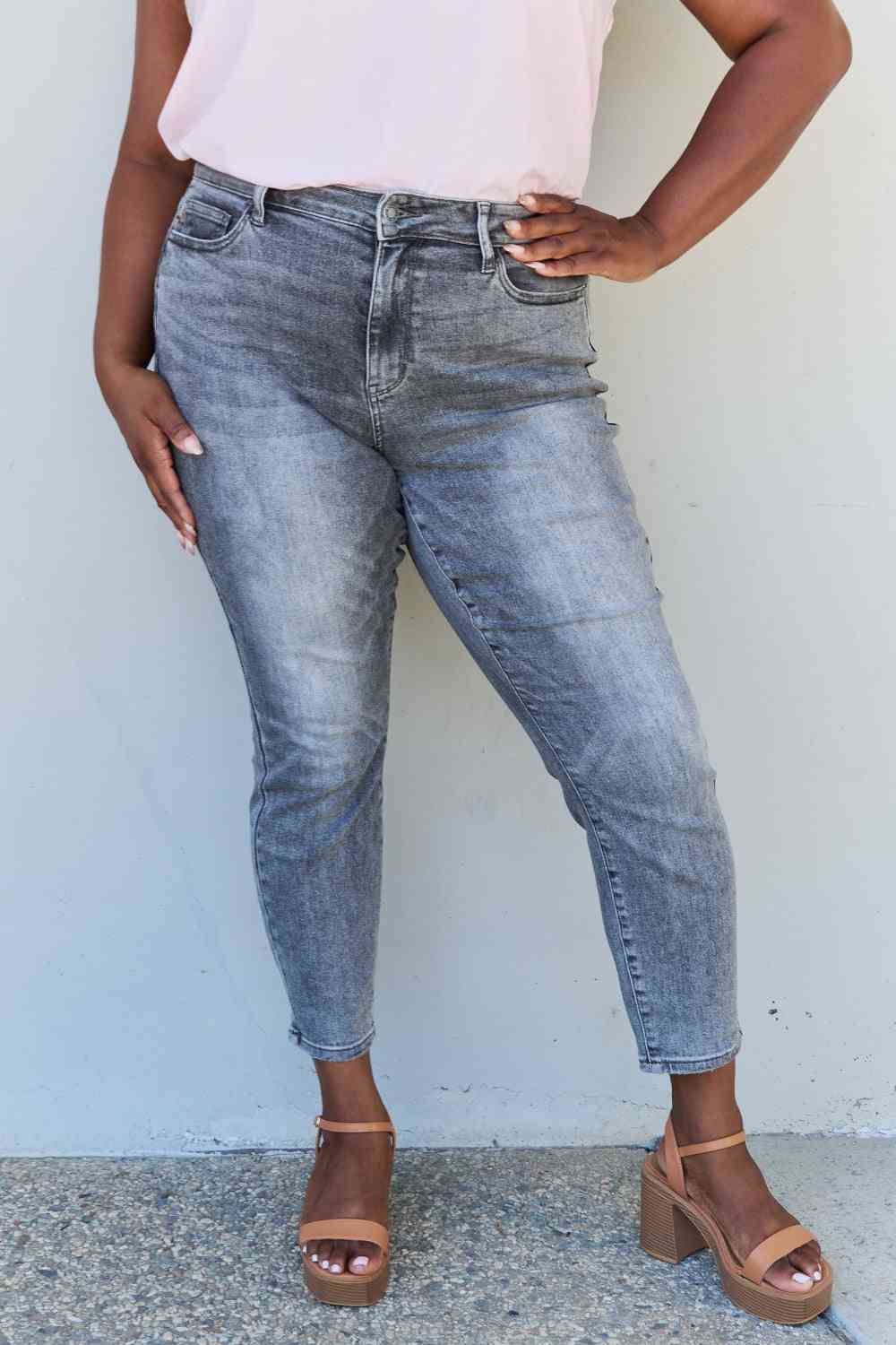 Racquel High Waisted Stone Wash Slim Fit Jeans