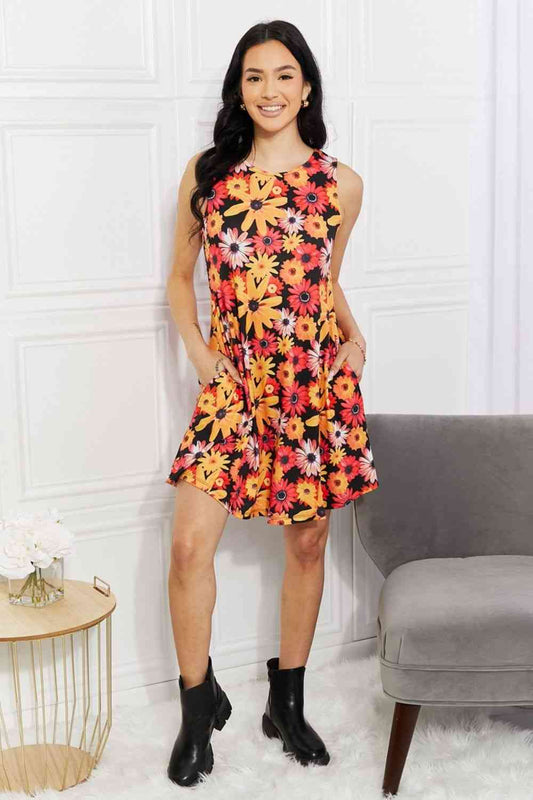 Floral Sleeveless Dress with Pockets