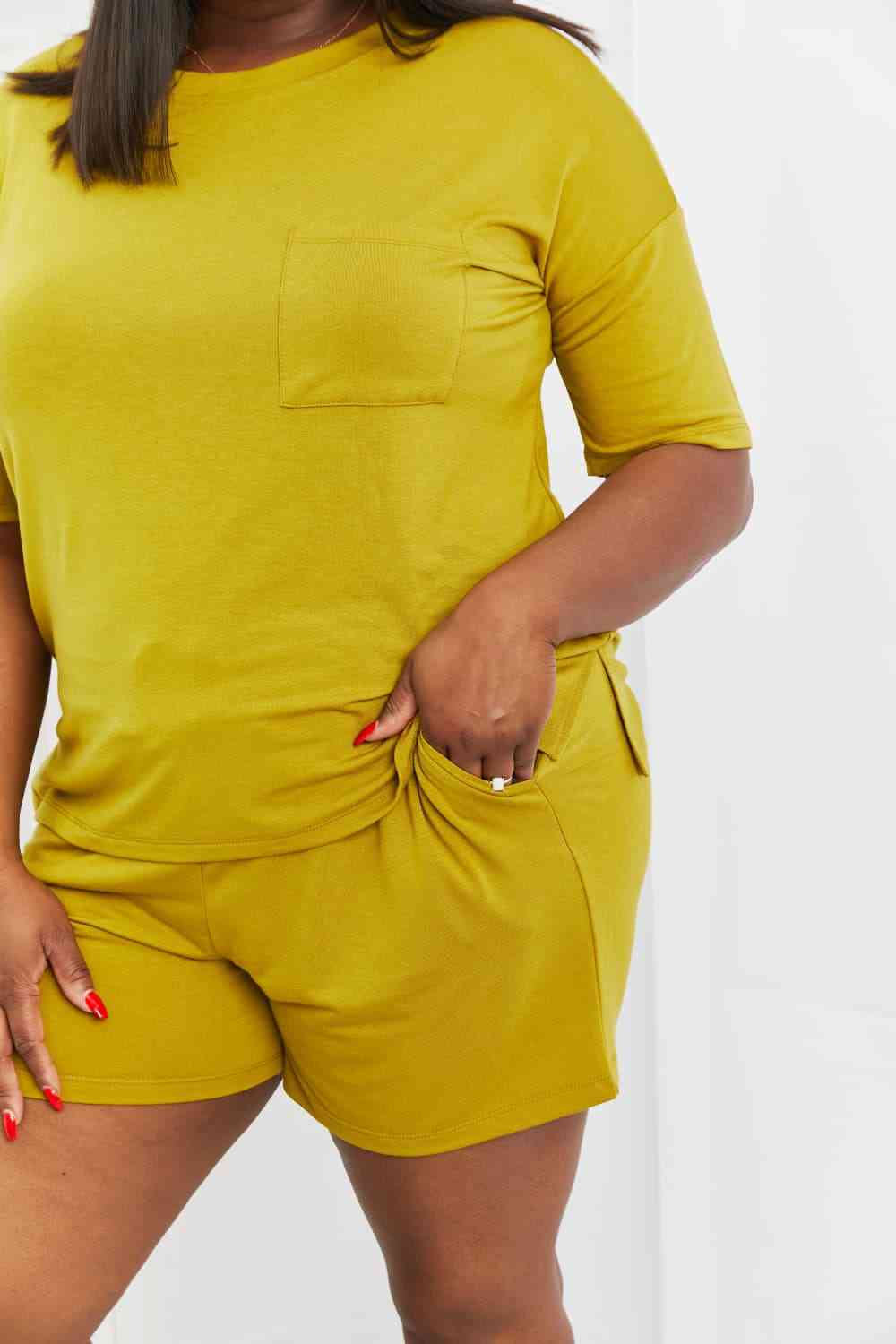 In The Moment Lounge Set in Olive Mustard