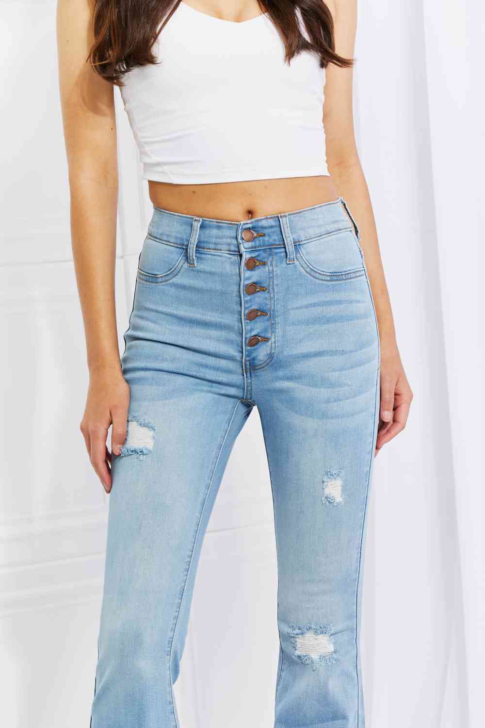 MIU Jess Button Flare Jeans