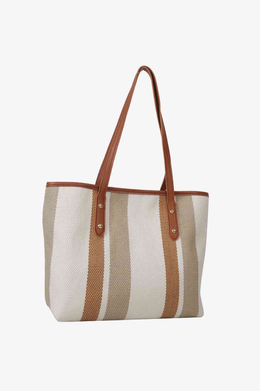 Striped Straw Tote Bag