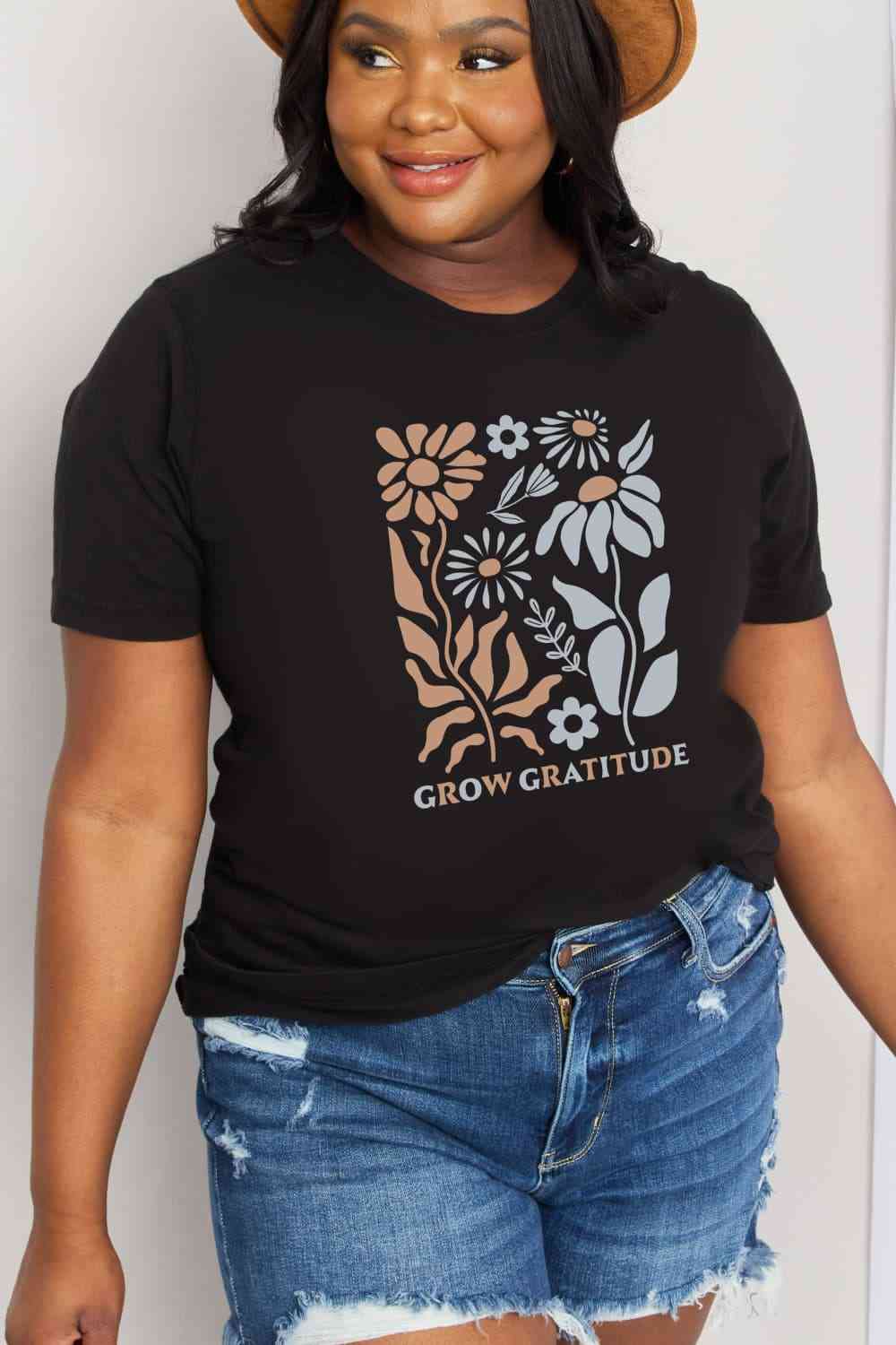 Simply Love Full Size GROW GRATITUDE Graphic Cotton Tee