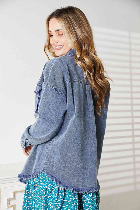 Mineral-Washed Button-Down Denim Jacket