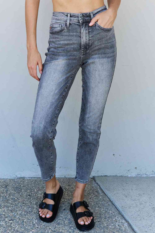 Racquel High Waisted Stone Wash Slim Fit Jeans