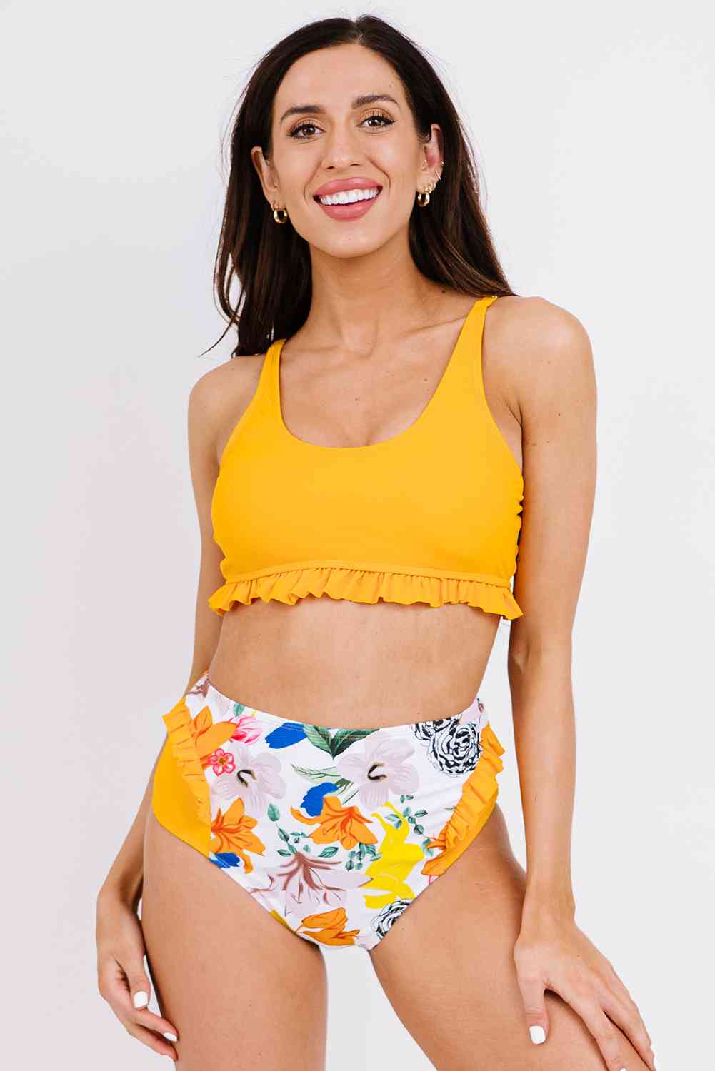 Floral Frill Trim Two-Piece Swim Set