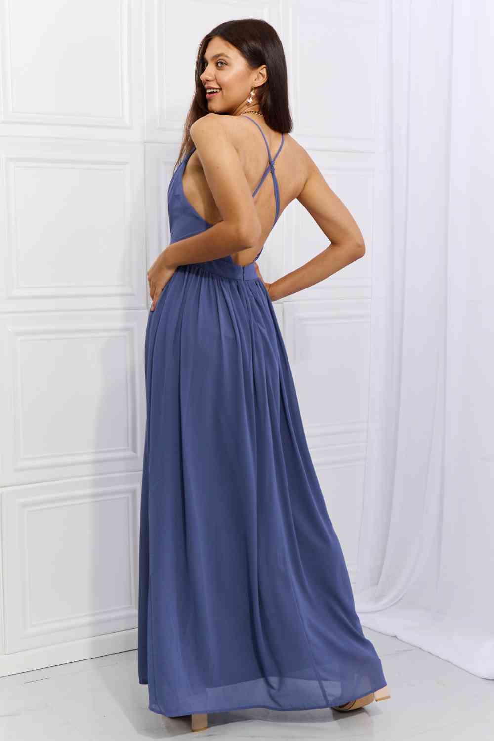 Captivating Muse Open Crossback Maxi Dress